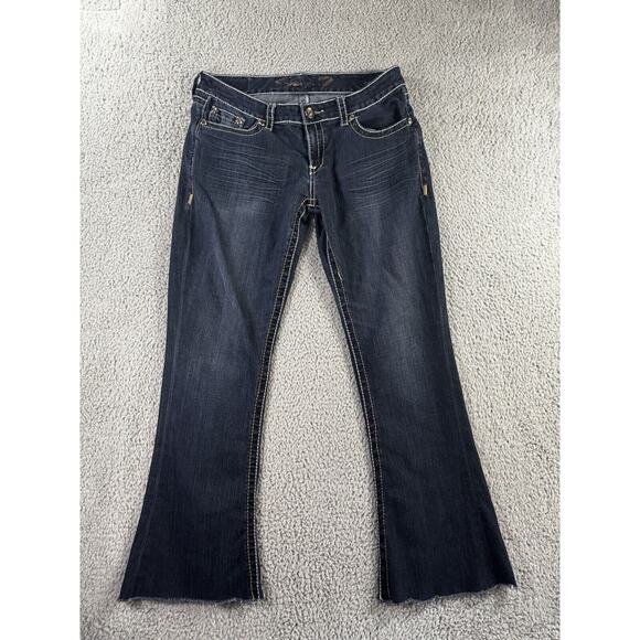 Seven 7 Jeans Women 31 Low Rise Flare Leg Thick Stitch Western Festival Y2K - Picture 2 of 10